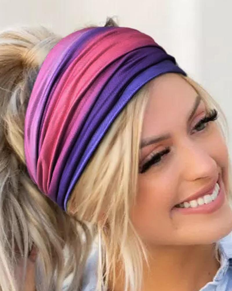 

1pc Tie Dye Print Ombre Yoga Sports Wide Headband, Hot pink