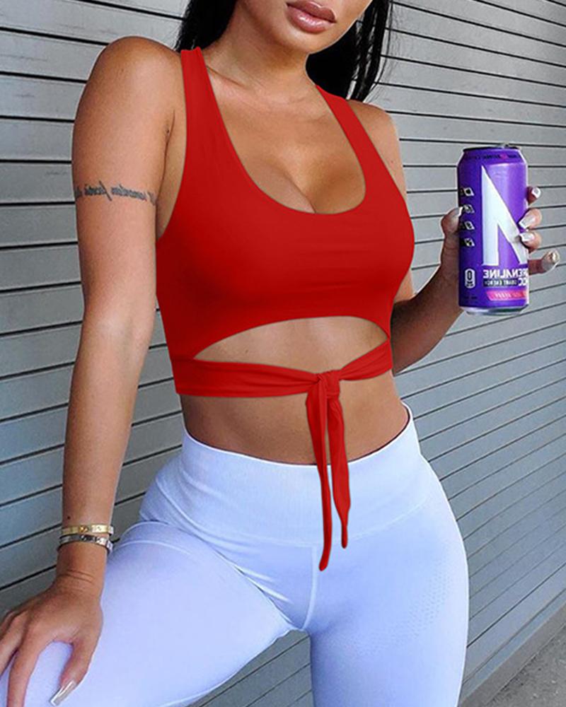 

Solid Sleeveless Strappy Tanks, Red