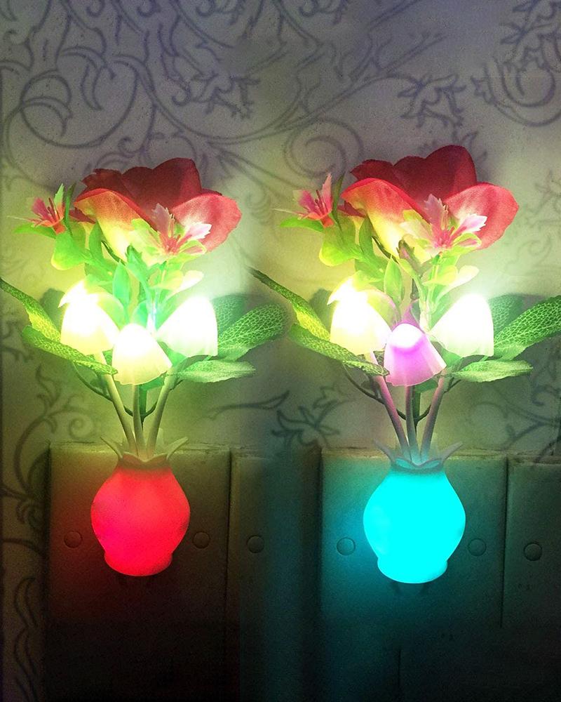 

lug-in Flower LED Mushroom Night Light Lamp Cute Plug in LED Bed Cute Mushroom Nightlight Night lamp Wall Light, Multicolor