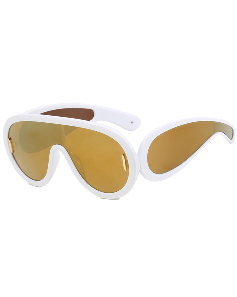 

1Pair Flat Top Vintage Trendy Sunglasses, Gold