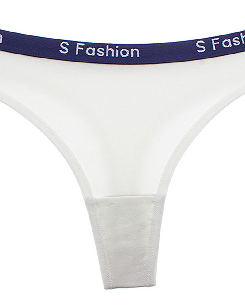 

Contrast Binding Letter Print Panty, White