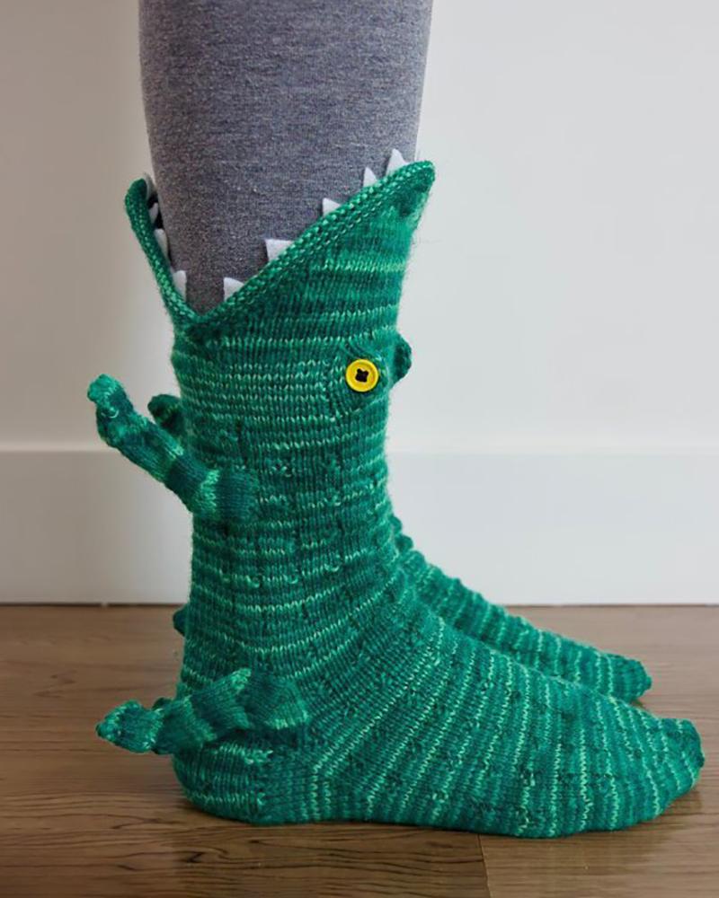 

1Pair Knit Animal Pattern Socks, Green