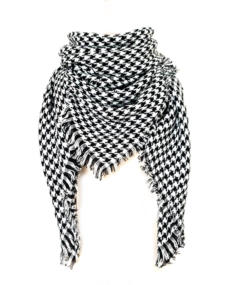 

Plaid Colorblock Fringe Hem Scarf, Style3