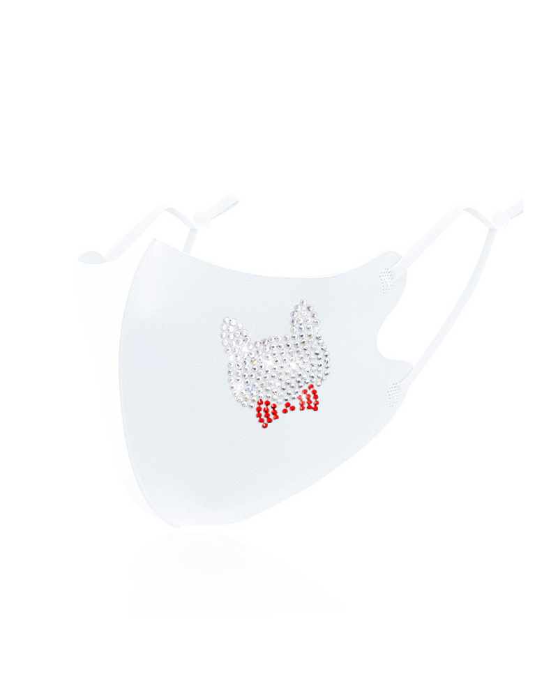 

Cat Pattern Studded Breathable Face Mask, White