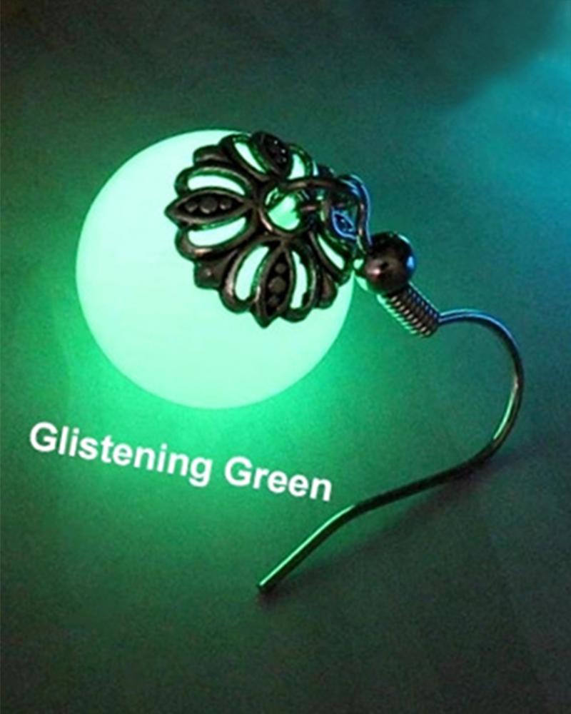 

1Pair Halloween Luminous Beaded Drop Earrings, Green