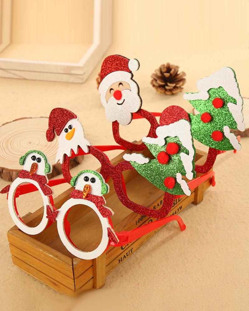 

1Pair Christmas Tree Cartoon Character Santa Snowman Cute Decoration Sunglasses, Style2
