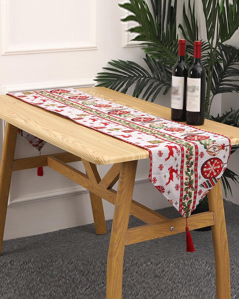 

1pc Christmas Table Runner Seasonal Winter Holiday Kitchen Dining Table Decorations Indoor Outdoor Home Party Supplies, Style7