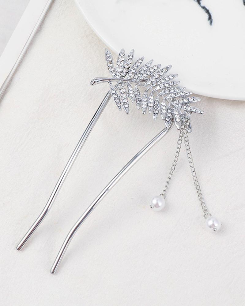 

Golden Wing Tassel U-shaped Ball Head Hair Curler Fork Hairstyle Chignon Hairpin, Silver