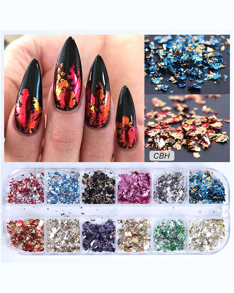 

1Box/12pcs Nail Art Decoration Random Gold Foil, Style3