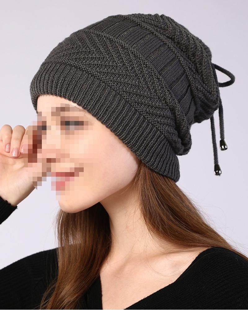 

1pc Multi-way Wear Warm Knit Beanie Hat Neck Warmer Scarf, Dark grey