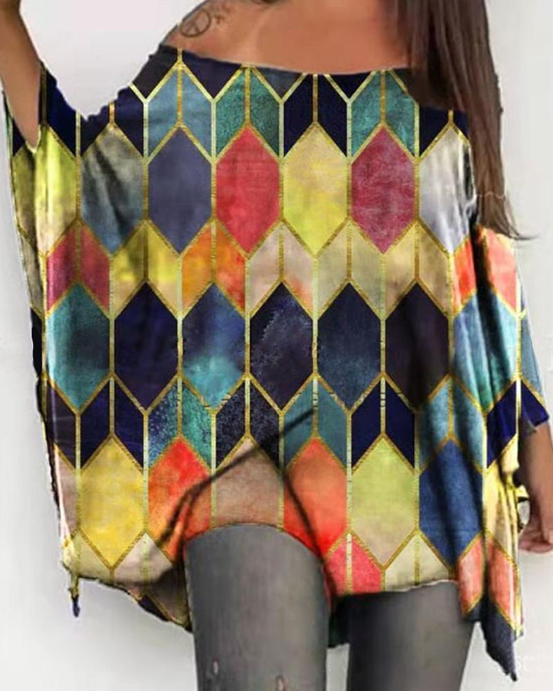 

Multicolor Long Sleeve Loose Bat-wing Sleeve Loose T-shirts, Yellow