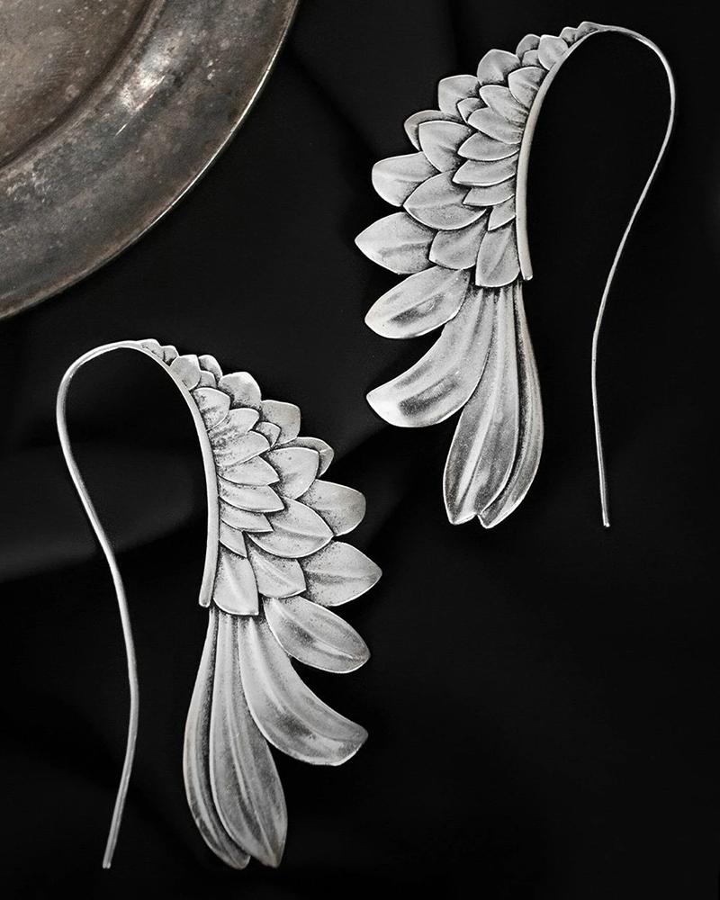 

1Pair Angel Wings Shaped Hook Earrings, Silver