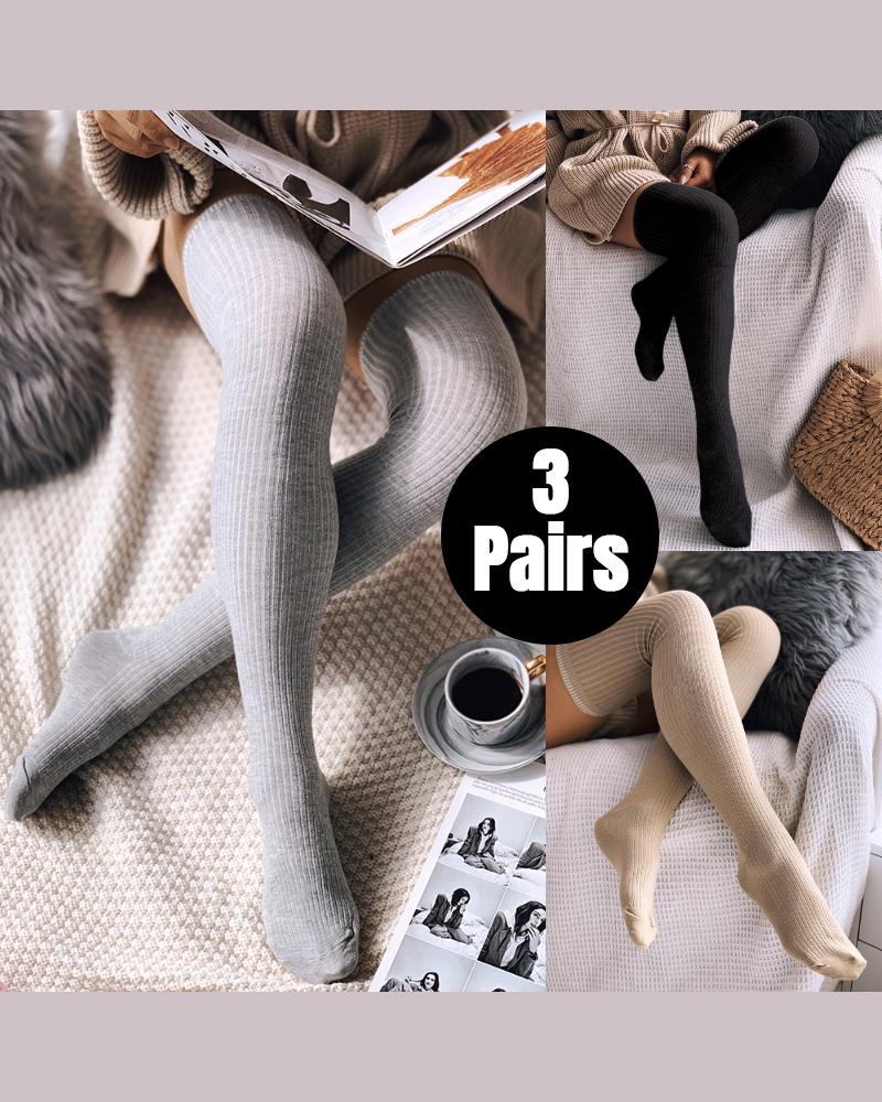 

3 Pairs Winter Cozy Cable Knit Over The Knee High Boot Socks Long Warm Leg Warmers, Style1