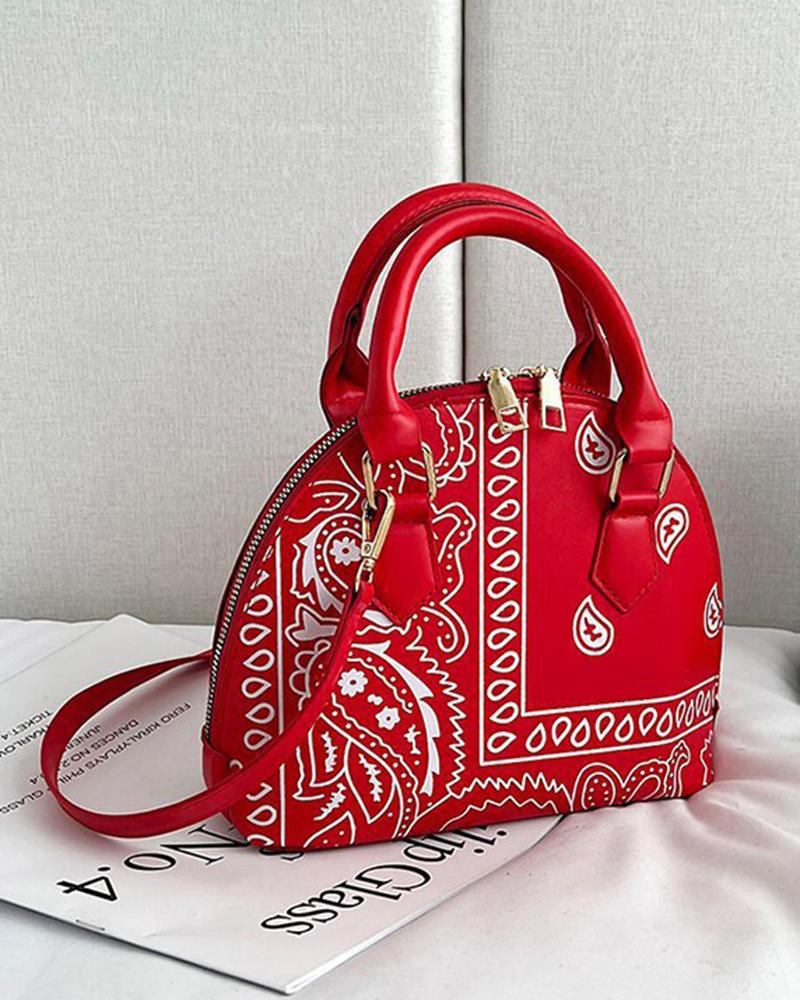 

Paisley Top Handle Vintage Handbag, Red