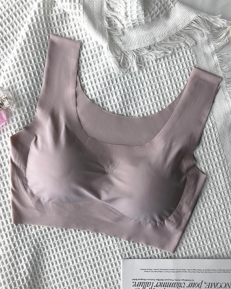 

Seamless Push Up Sleeveless V Neck Bralette, Gray