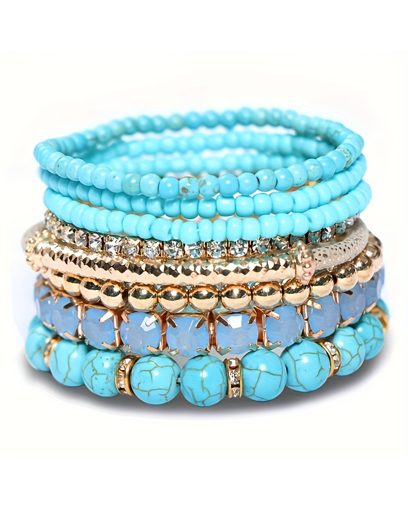 

1pcs Bohemian Beaded Trendy Multi-layer Bracelet, Green