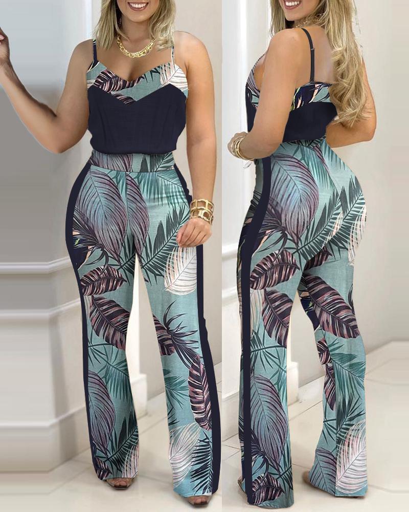 

Cami Sleeveless Top & Pants Tropical Print Set, Multicolor