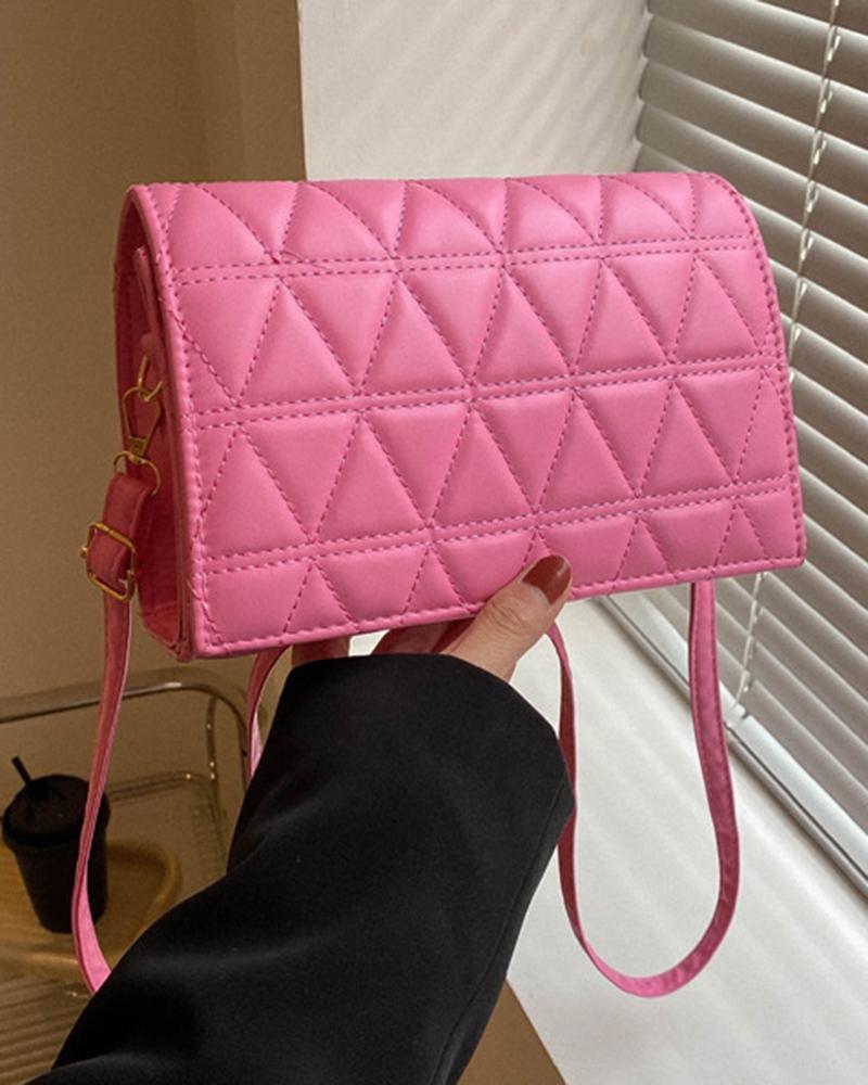 

Argyle Quilted Flap Crossbody Bag, Pink