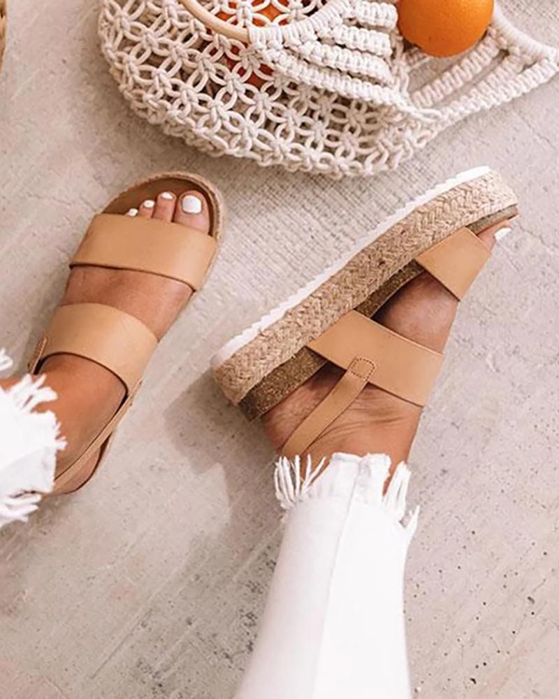 

Peep Toe Espadrille Platform Sandals, Khaki