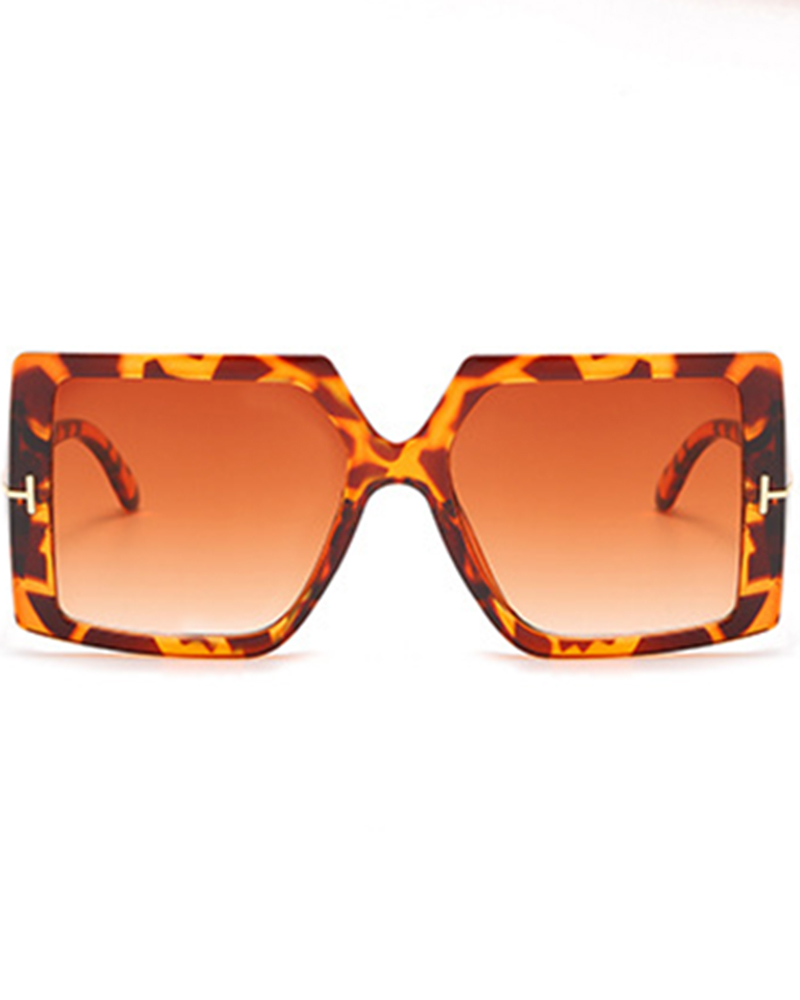 

1Pair Ombre Oversized Wide Fashion Shades Square Frame Sunglasses, Leopard