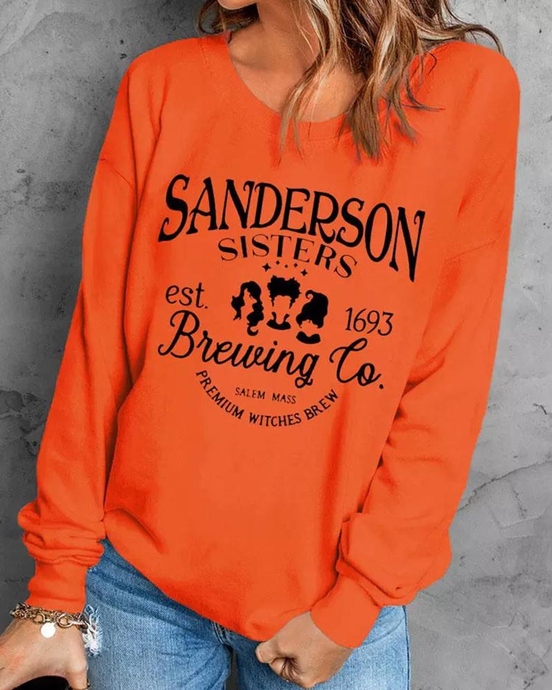 

Halloween Sanderson Sisters Figure Graphic Print Sweatshirt, Orange