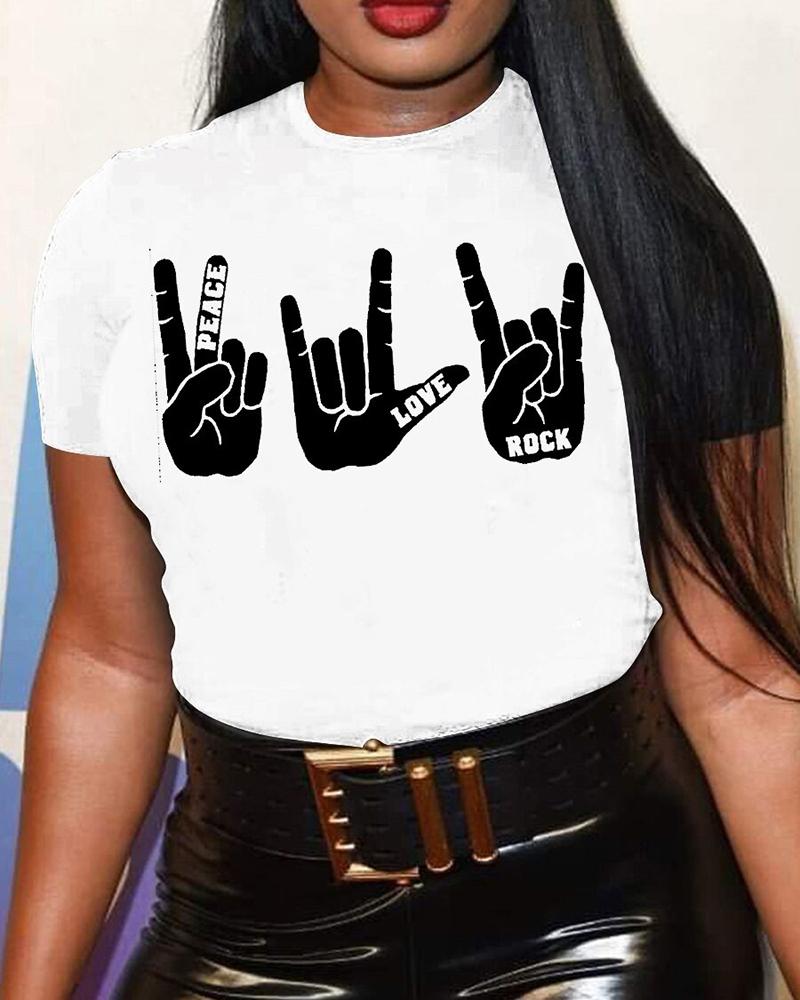 

Slogan Print Short Sleeve T-shirt, White
