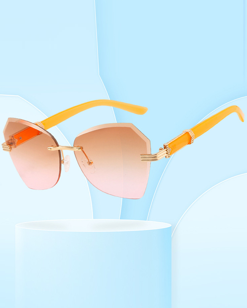 

1Pair Rimless Gradient Color Asymmetrical Sunglasses, Style1