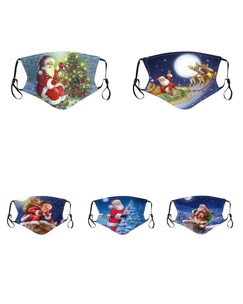 

5PCS/Set Randomly Dispatched Christmas Mixed Print PM2.5 Filter Face Mask For Child, Style2