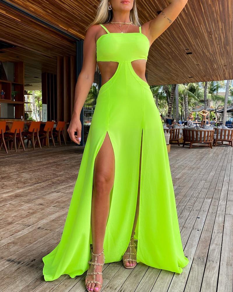 

Cutout High Slit Maxi Dress, Green