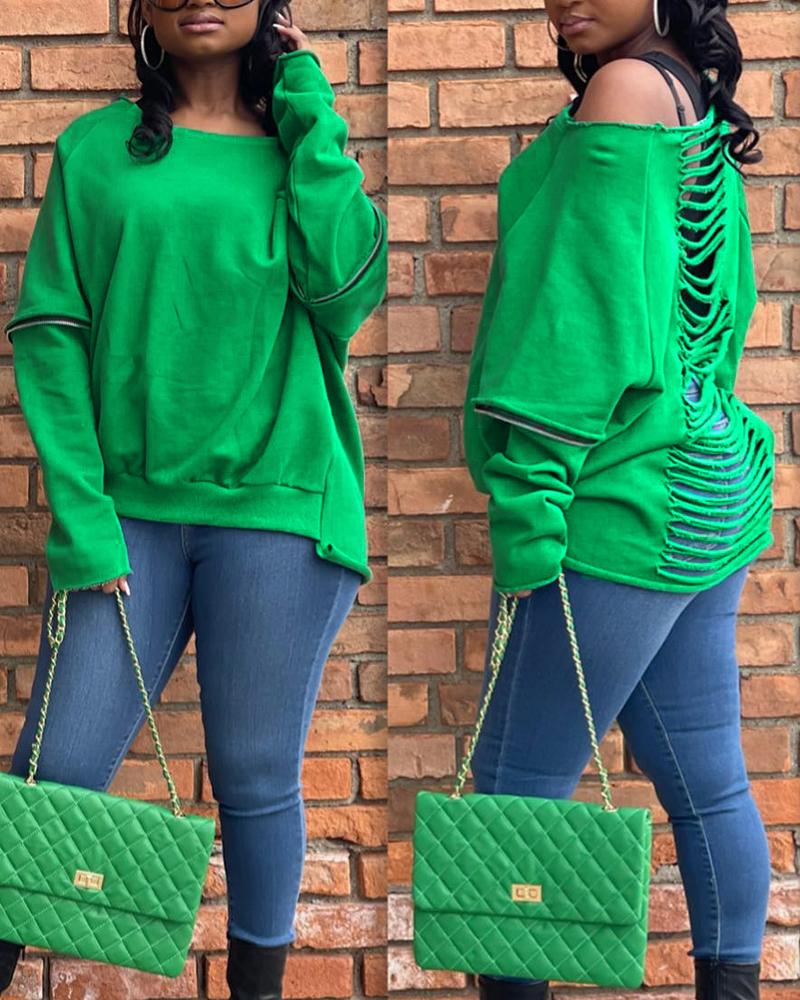 Ladder Cutout Long Sleeve Top