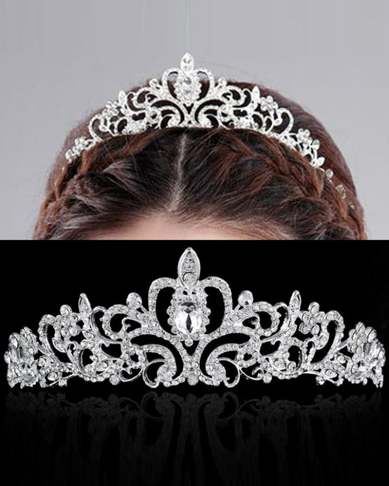 

Bride Wedding Tiara Headband Edge Clip Rhinestone Princess Birthday Crown Party Hair Accessory, White