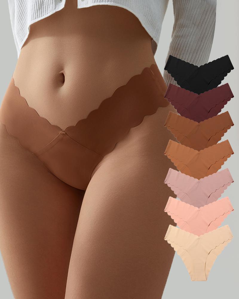 

Seamless Breathable Scallop Trim Low Waist Panty, Coffee