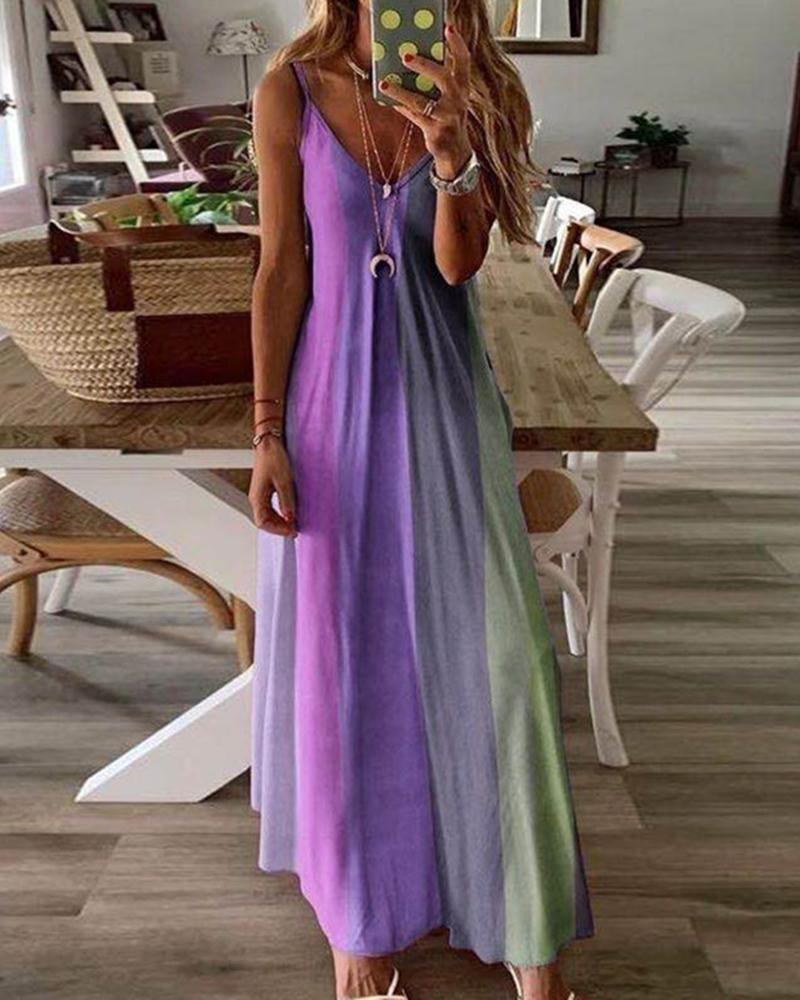 

Ombre Colorblock Sleeveless Maxi Dress, Purple