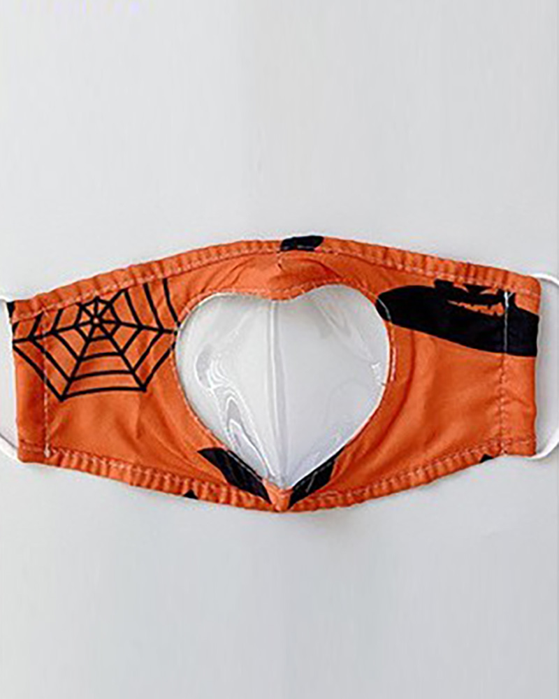 

Halloween Themed Happy Ghost Print Visible Face Mask, Style4