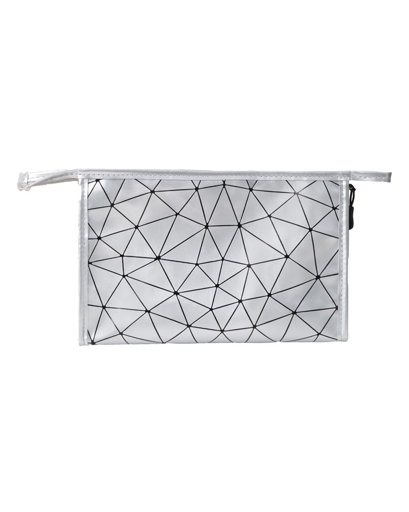 

Geo Print Makeup Bag Portable Cosmetic Beauty Travel Pouch Multifunctional Case Toiletry Organizer, Silver