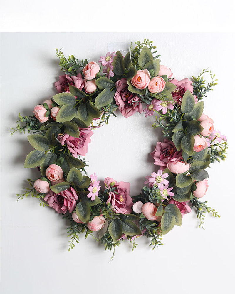 

Artificial Flower Wreath Eucalyptus Garland Wreaths For Background Wall Window Wedding Party Christmas Home Decoration, Pink