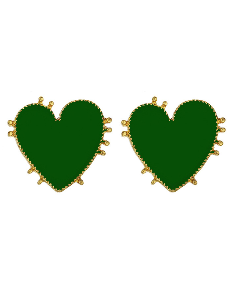 

Valentine's Day Heart Shaped Earrings, Green