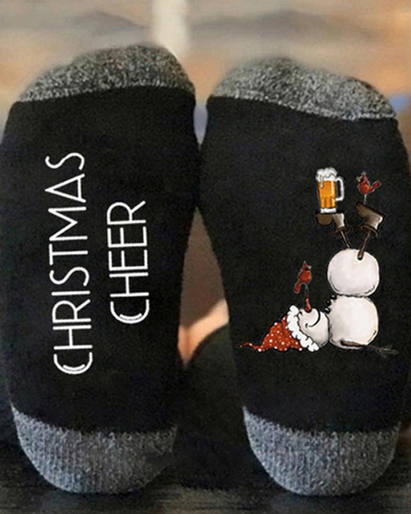 

1Pair Christmas Snowman Letter Print Socks, Style4