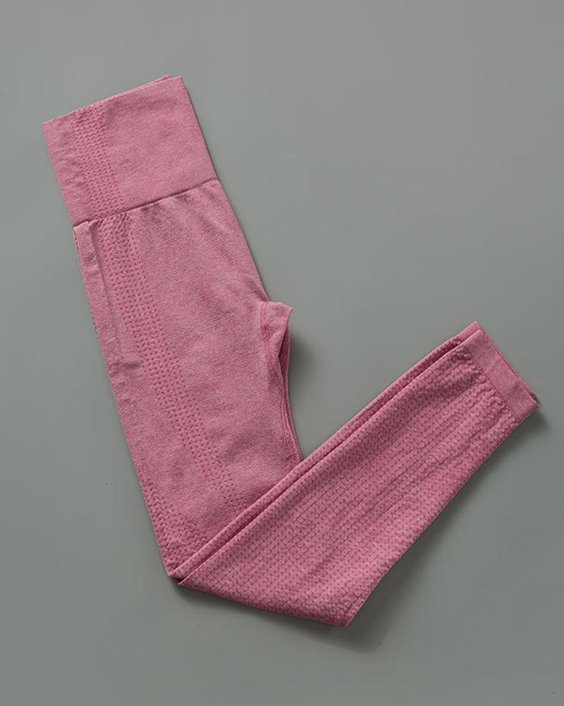 

Plain Sporty Skinny High Waist Active Pants, Pink