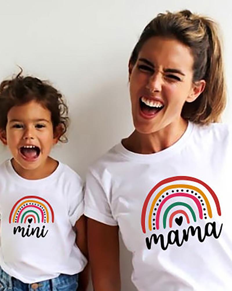 

Mommy & me Short Sleeve Letter Graphic Print T-Shirt For Kids, White