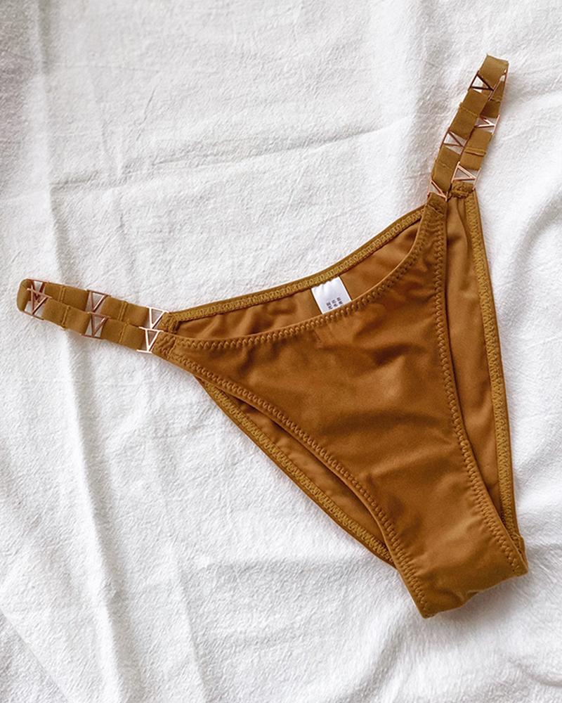 

Solid Color Ice Silk Low Waist Skinny Thong Panties, Brown