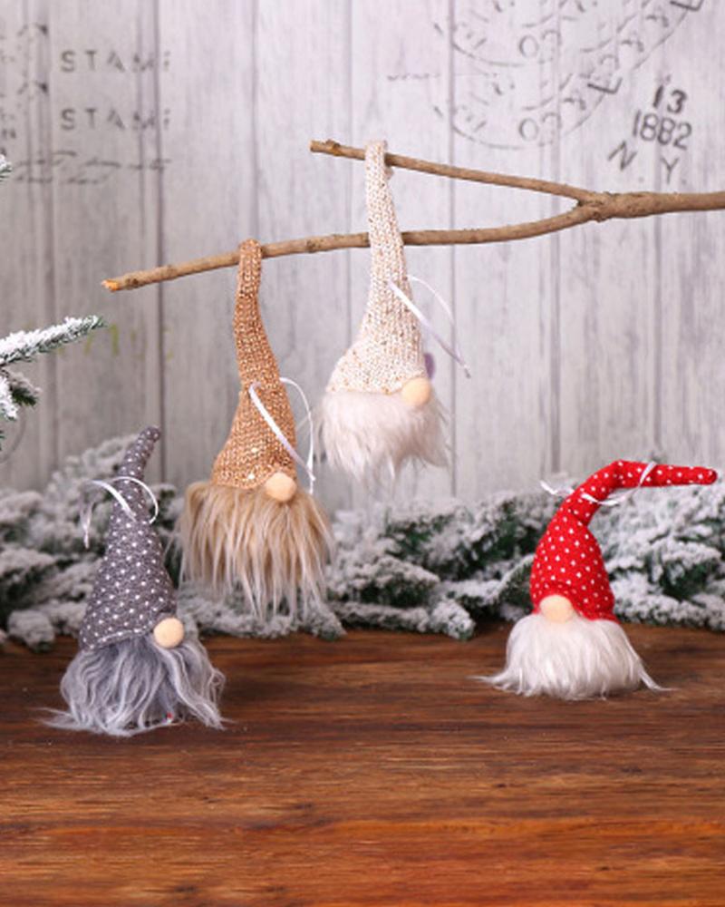 

Christmas Gnome Lamp Hanging Plush Elf Doll Night Light Ornament, Red