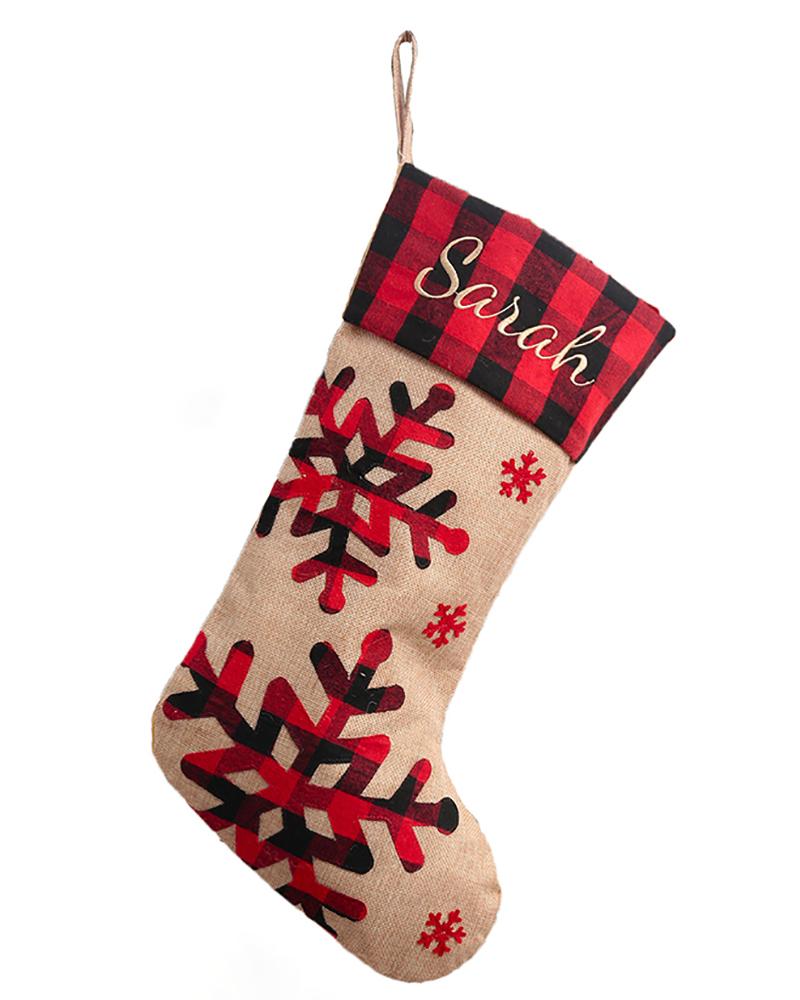 

Christmas Plaid Print Stockings Letter Embroidery Xmas Tree Hanging Ornaments, Style4