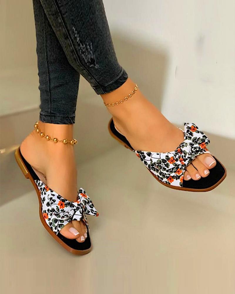 

Bow Tie Slide Sandals, Black