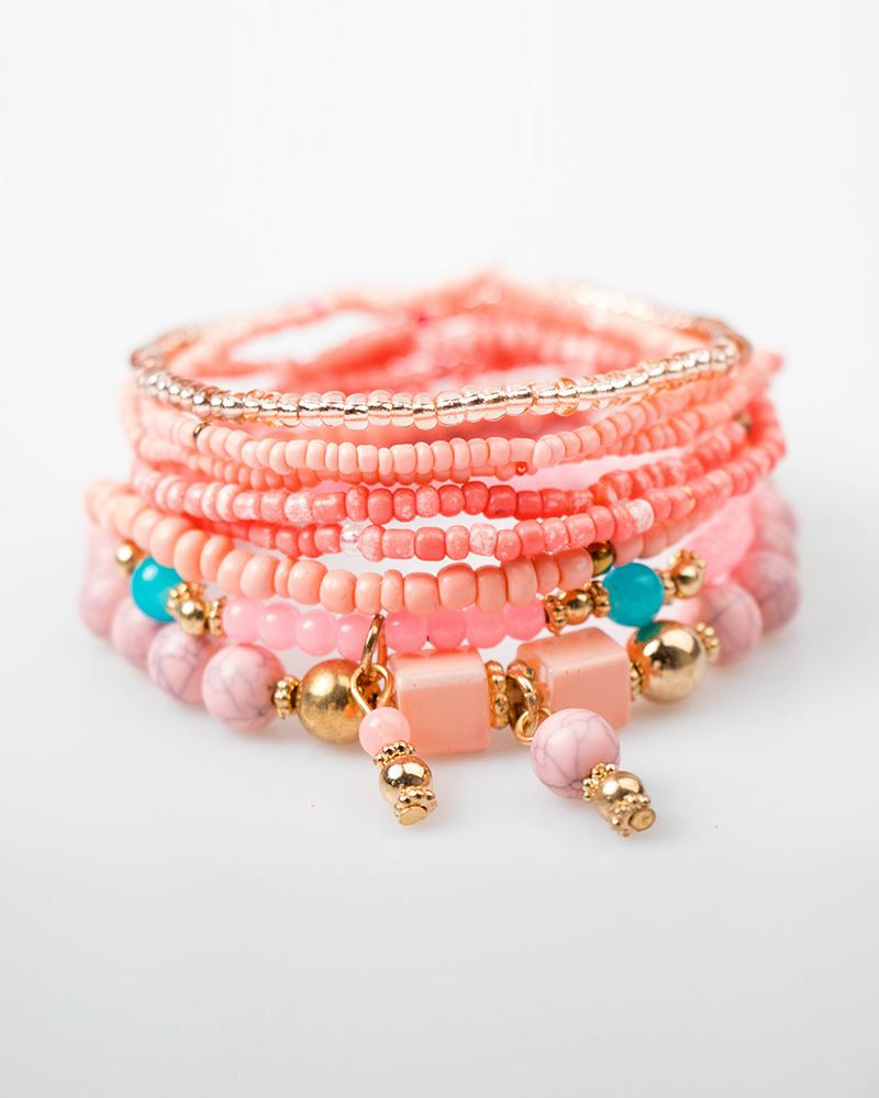 

8PCS Bohemian Beaded Multilayer Bracelet, Yellow