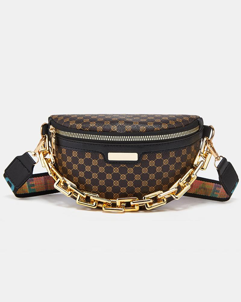 

Fashionable Chain Decor Band Strap Fanny Pack, Gray