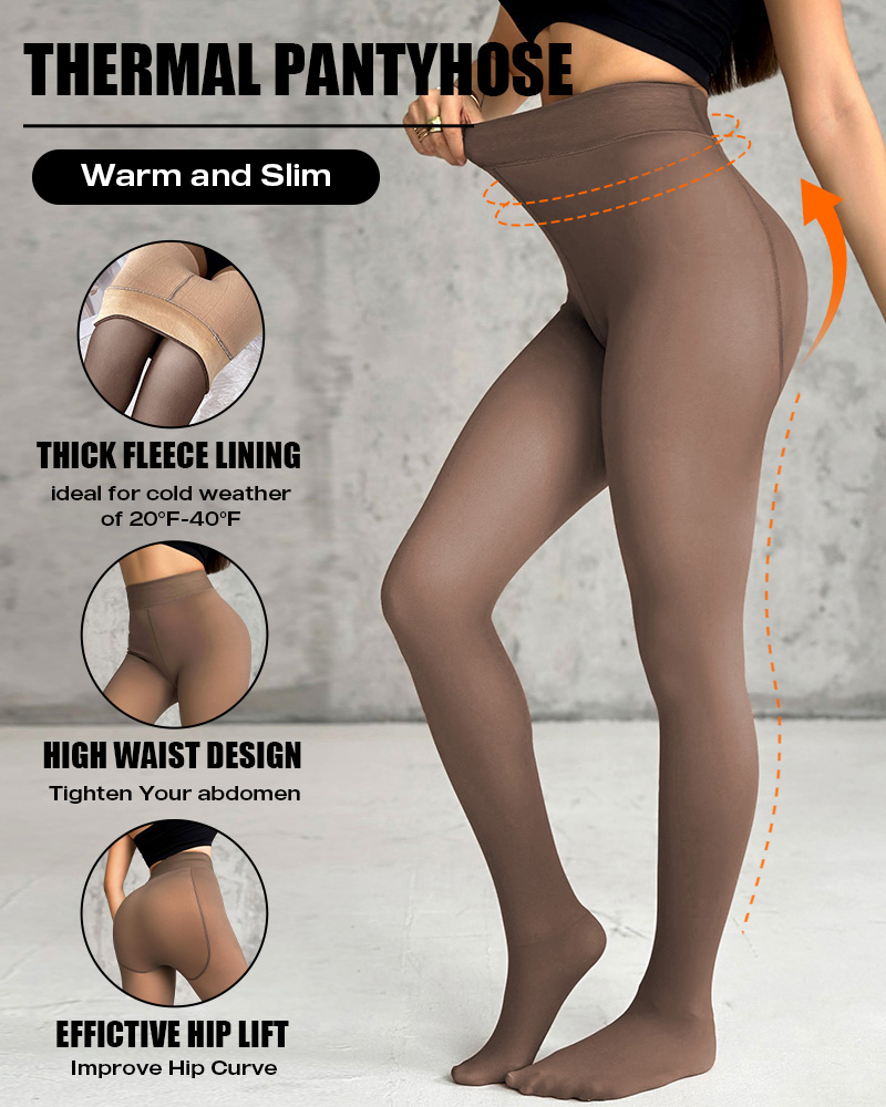 

2-Piece 300g Fleece Lined Transparent Tight Thick High Waist Elasticity Thermal Pantyhose Warm Leggings, Style2