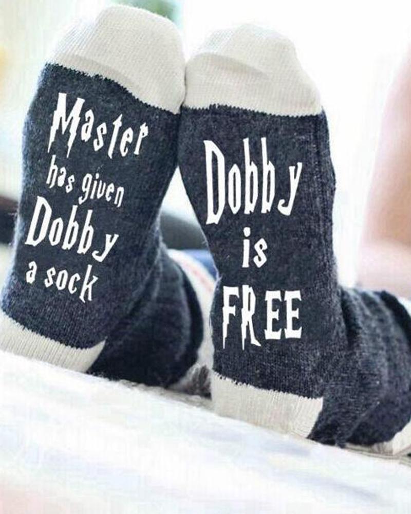 

1Pair Christmas Letter Print Socks, Dark grey