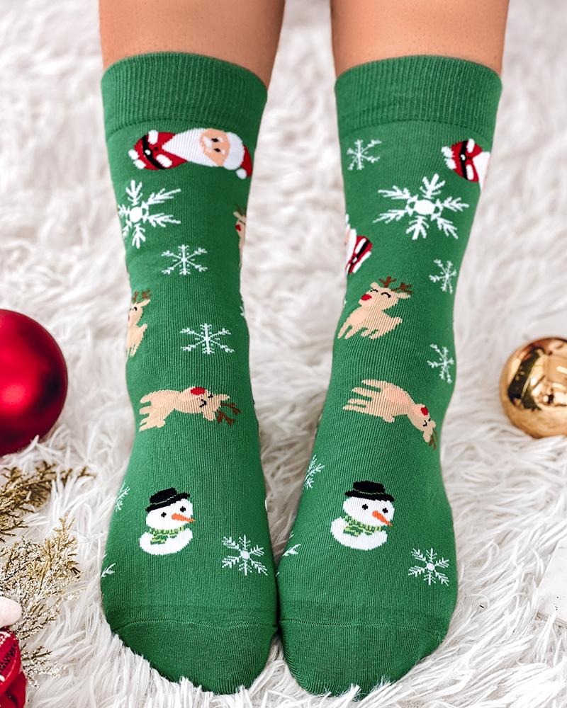

1Pair Christmas Character Santa Graphic Print Cartoon Crew Socks, Style4