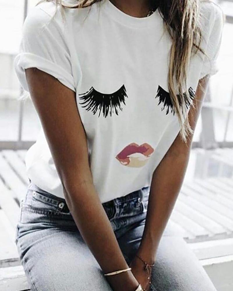 

Figure Print Short Sleeve T-shirt, White